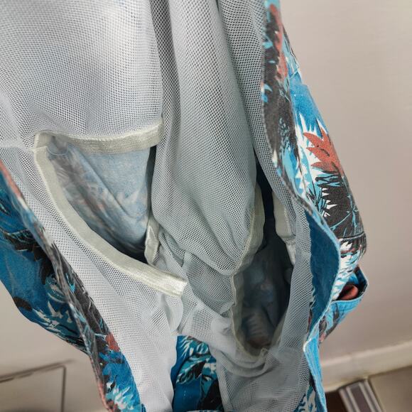 M Nii Makaha Hawaiian Swim Trunks‎ Mens 30 Blue Tropical Print Shorts Lined Vtg - Picture 5 of 7